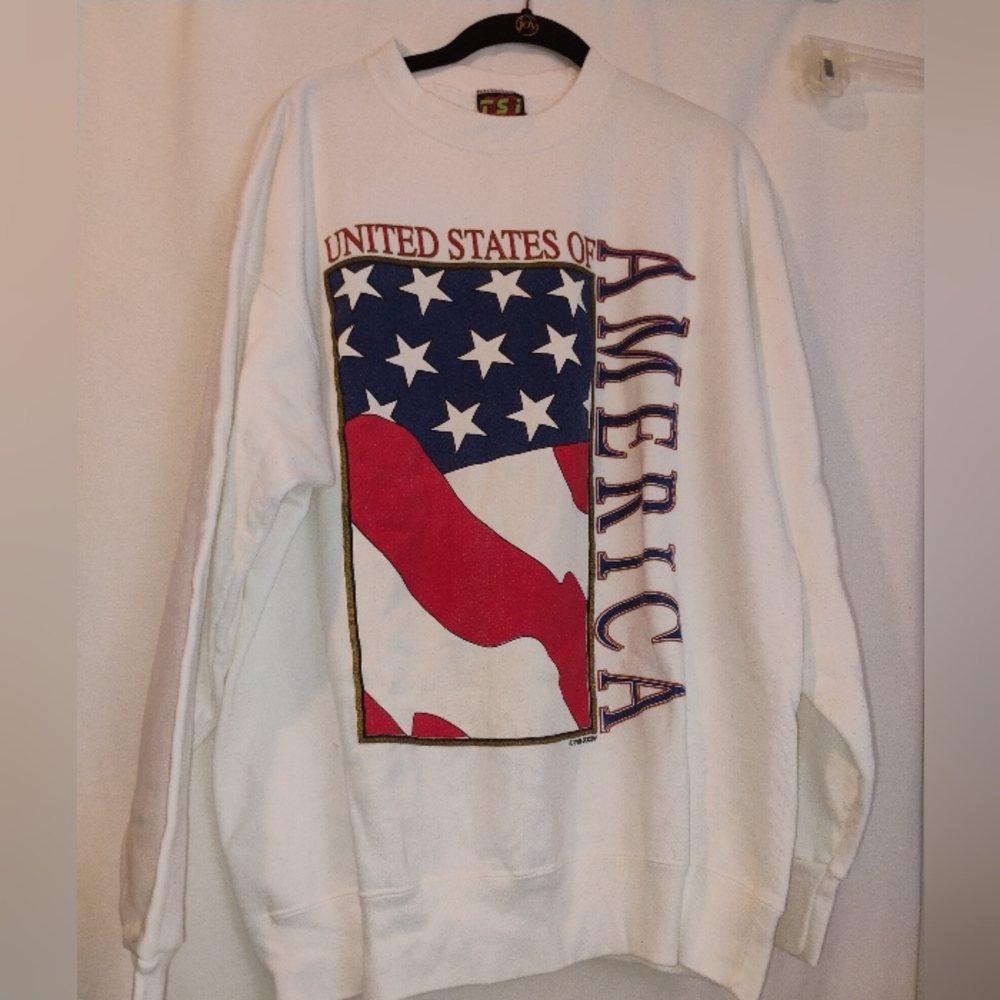 TSI United States of America American Flag Men's Crewneck Sweatshirt SZ XL